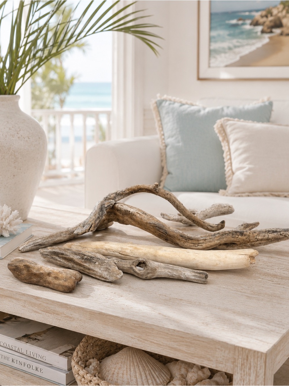 Natural Driftwood Logs Coastal Beach Naturescape Set Neutral Brown Gray Tan
